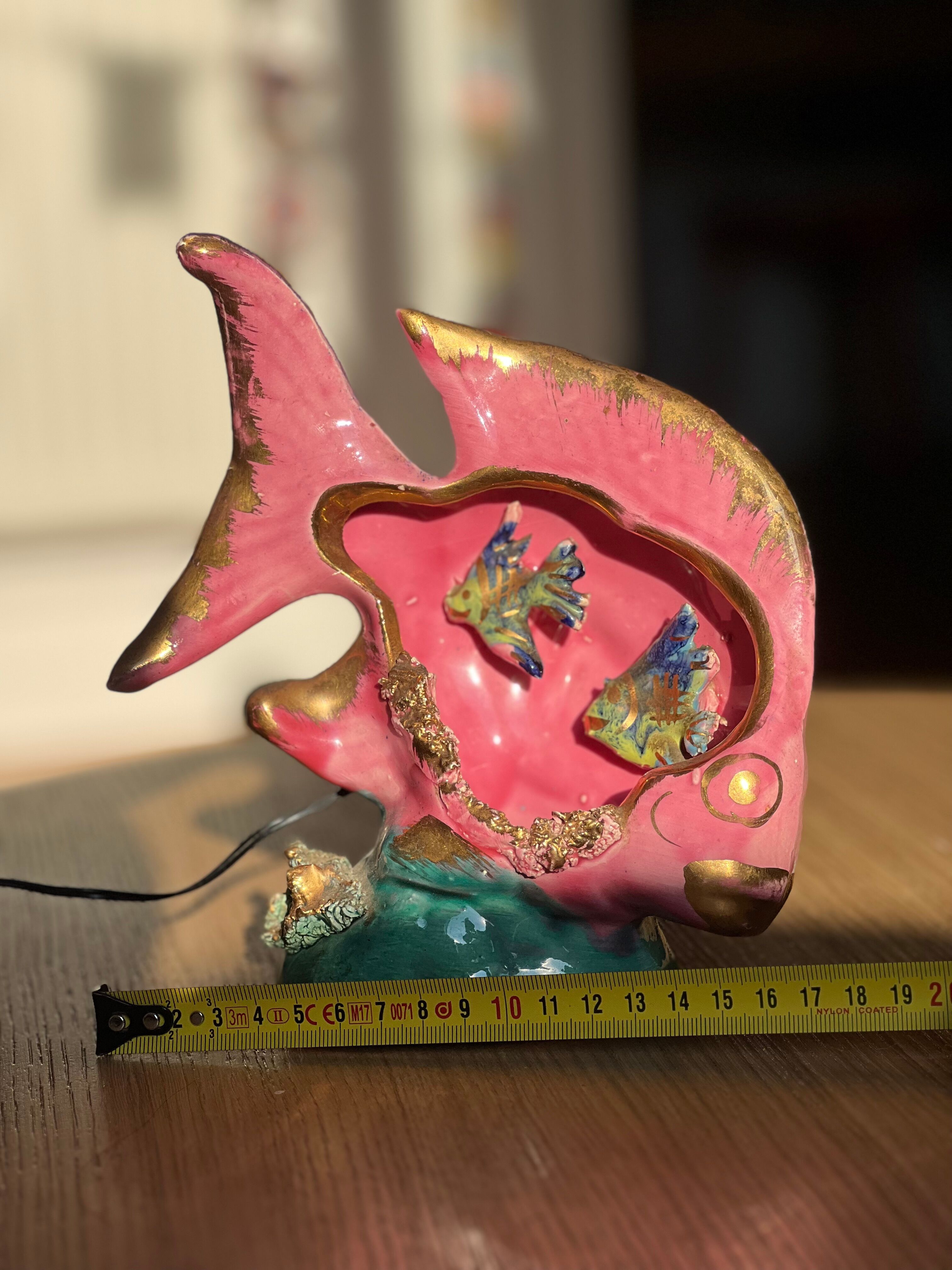 Ceramic fish lamp slip 1950s-60s