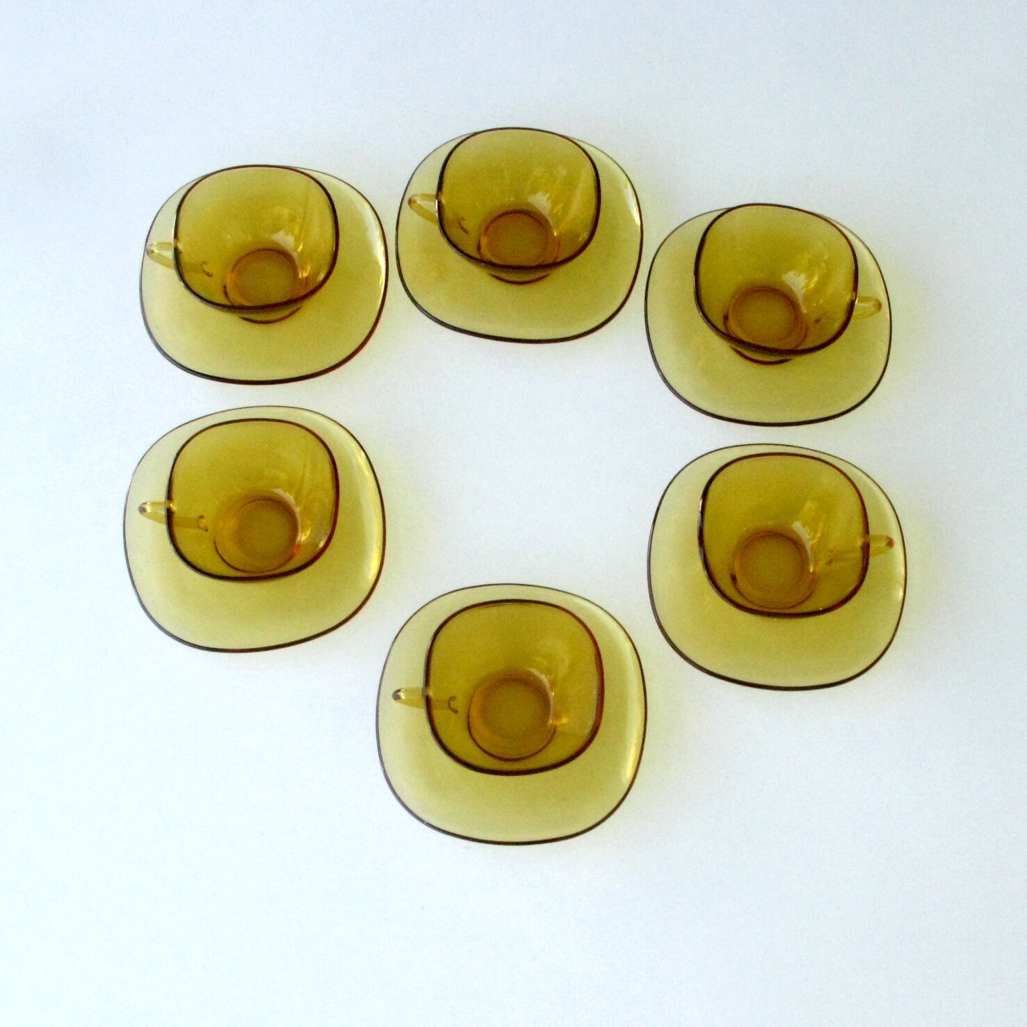 Coffee set vereco vintage amber color - 6 cups and under cups