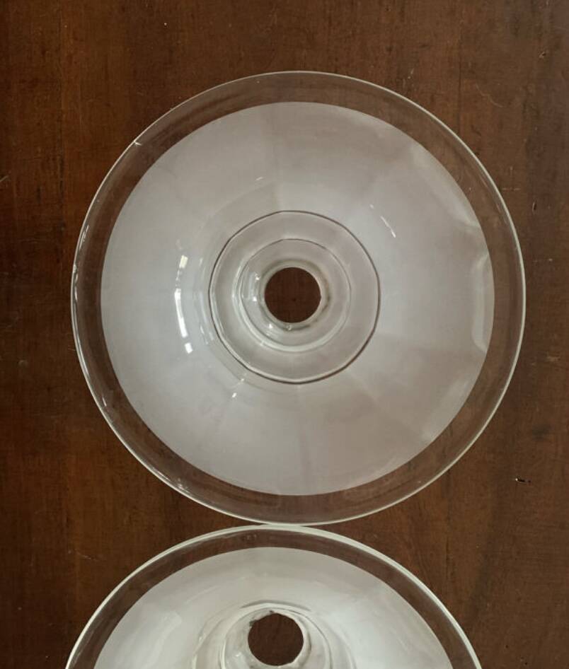 Three glass lampshades