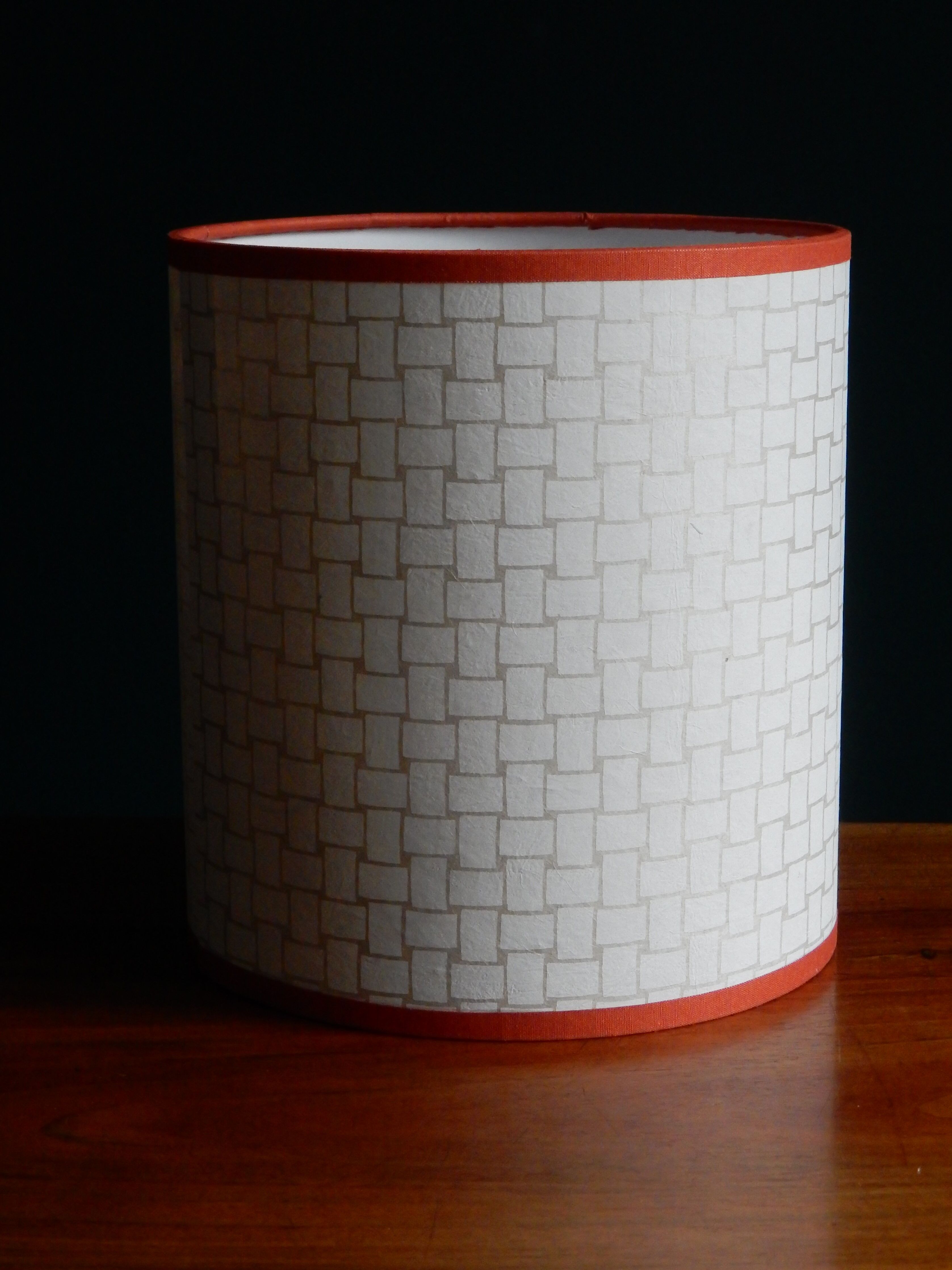 Nepalese paper cylindrical lampshade