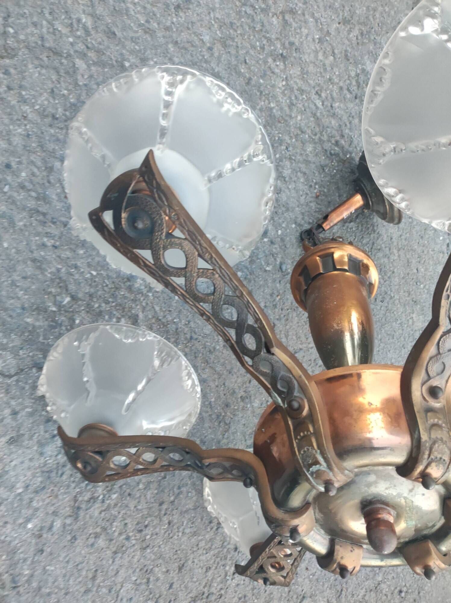 Chandelier suspension 6 branches Ezan France art deco