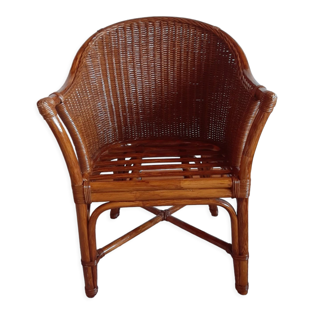 Étagère d'angle en rotin vernis 1960 | Coucou Retro
