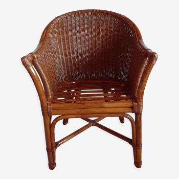 Armchair in woven rattan varnished adult