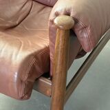 Admiral armchair by Eric Merthen, in leather and rosewood