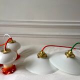 Pair of suspensions in smooth opaline colored thread early twentieth century