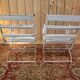 Paire de fauteuils de jardin XIXe, fer forgé & bois, style Restauration