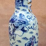 Large Chinese Celadon Vase with Shishi Decor, 19th Century China