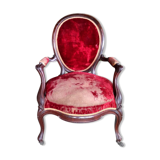Louis XV armchair in mahogany and red velvet