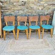 Set of 4 vinyl and wood chairs