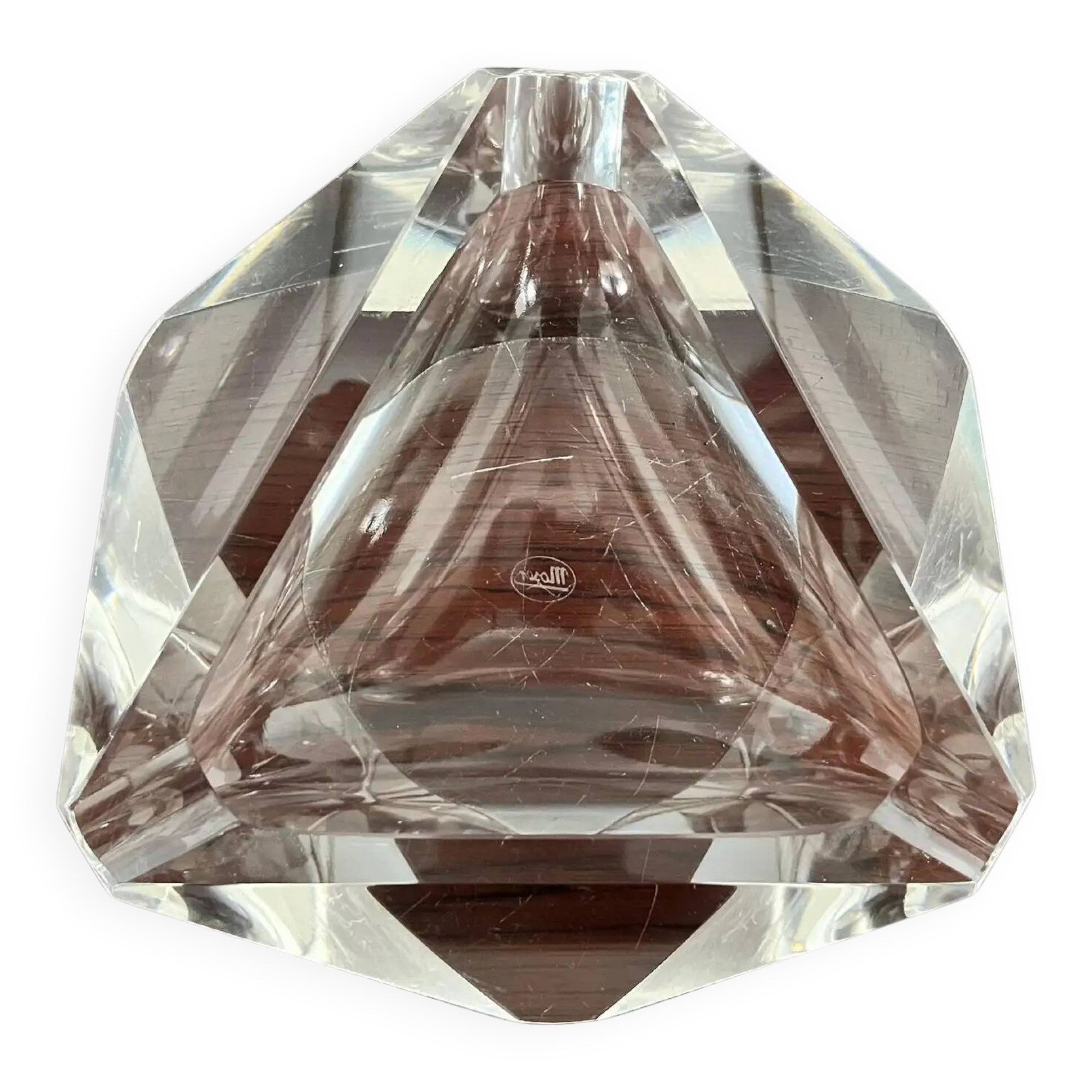 Cendrier en verre artistique bohémien par Vaclav Hanus pour Moser, années 1960.