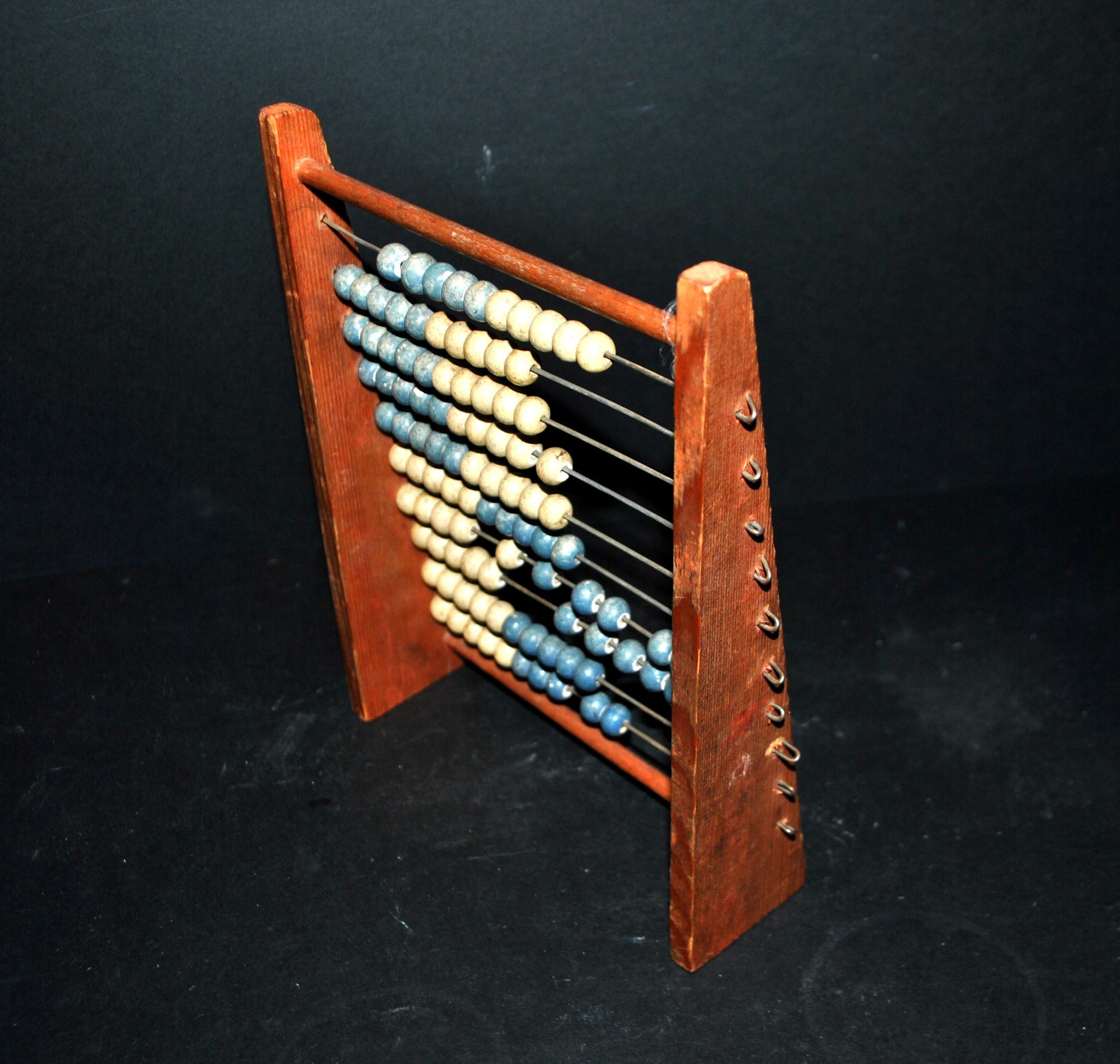 Vintage wooden school abacus - counting board unit tens in pearl school 1960-70
