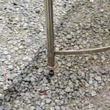 Coffee table from the 70s in chrome metal with smoked glass top in neo-classical style