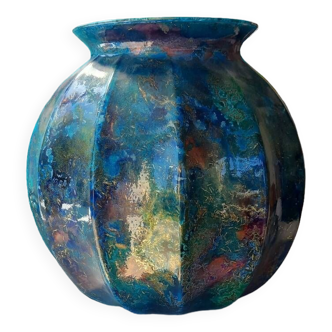 Blue line lacquer vase