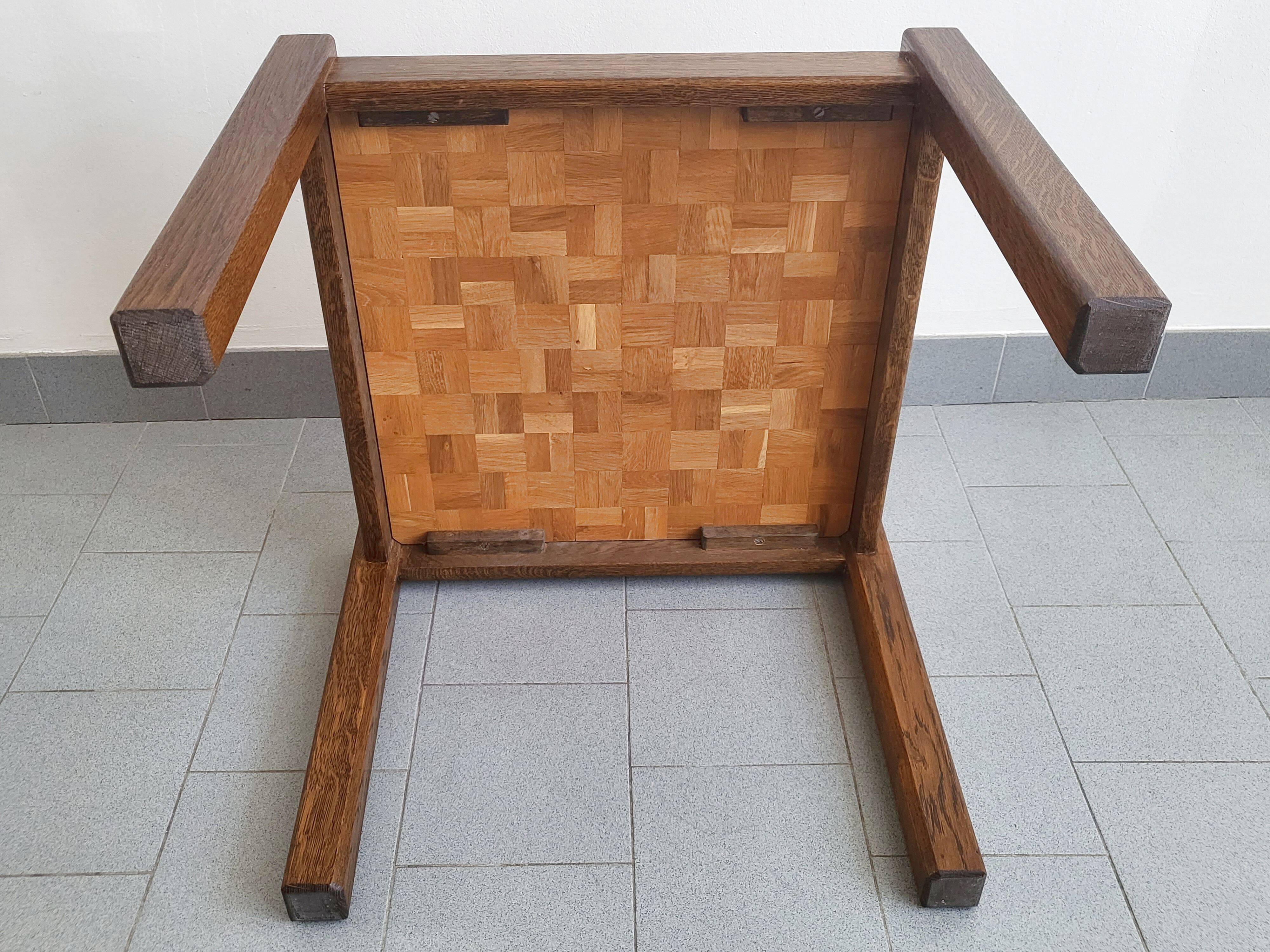 Table basse vintage en marqueterie 1960