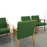 Set of 6 groene eetkamerstoelen met beukenhout