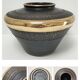 Black and gold ceramic vase west germany vintage design