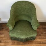 Green velvet toad armchair