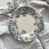 2 assiettes à dessert terre de fer « Anémones » Gien