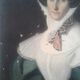 Old portrait painting oil on canvas "lady with lace cap" 19th