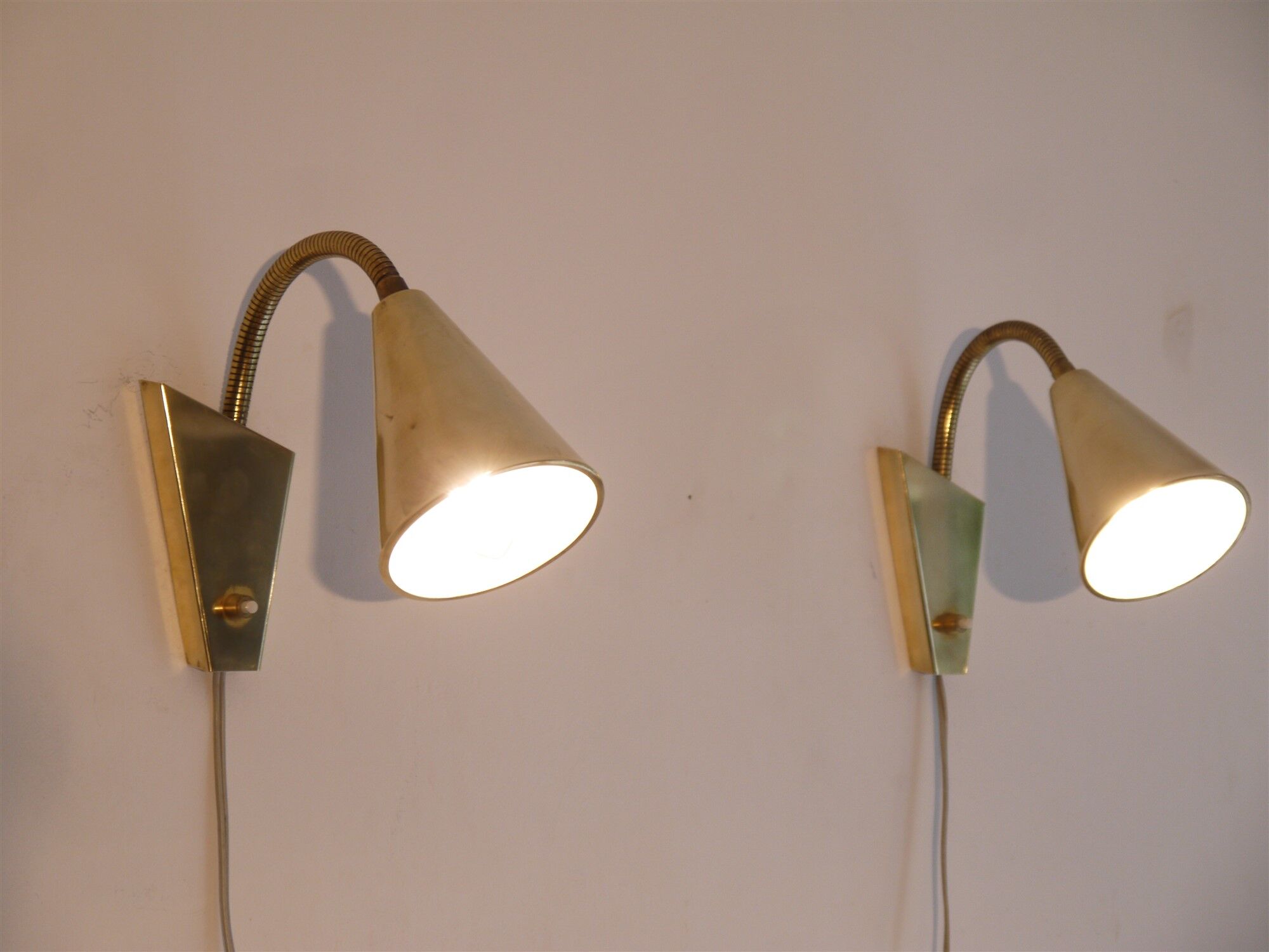 Pair of wall lamps brass 1960