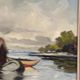 Original Swedish Oil on Canvas – "Houses and Trees", Unknown Artist – Signed, Vintage and Framed – 53.5 x 46 cm (21 x 18 inches)