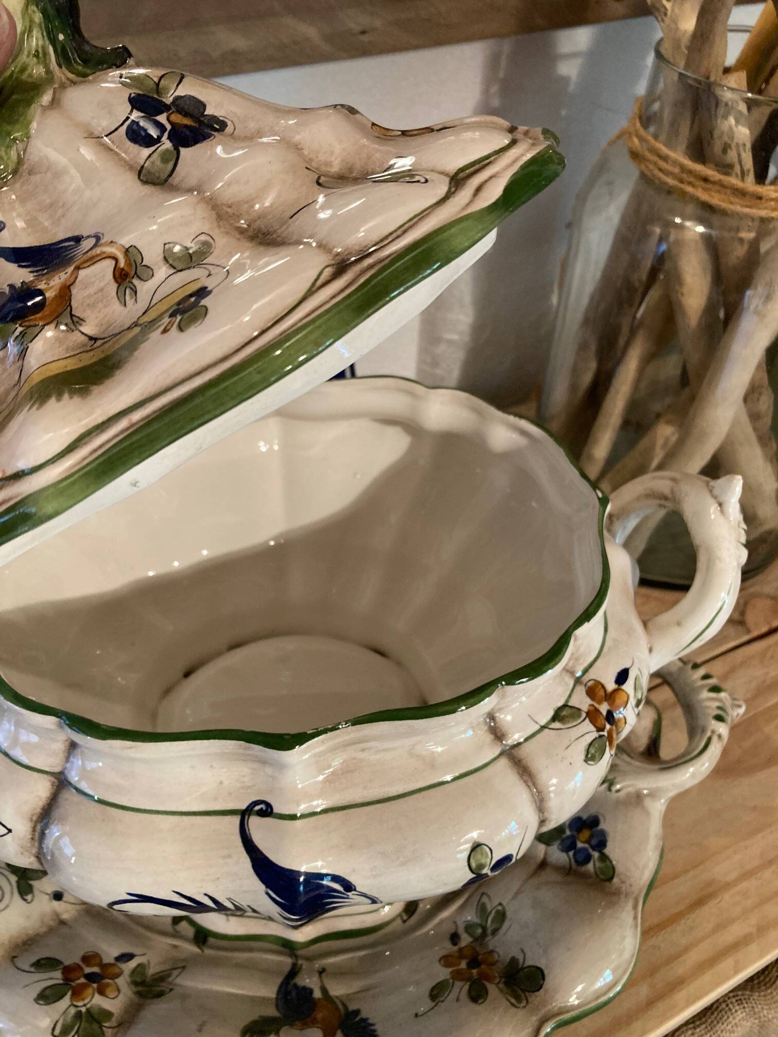 Soupière ovale et plat "Capodimonte", Italie
