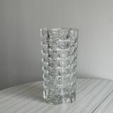 Large clear thick glass vase, heavy vase for large bouquet