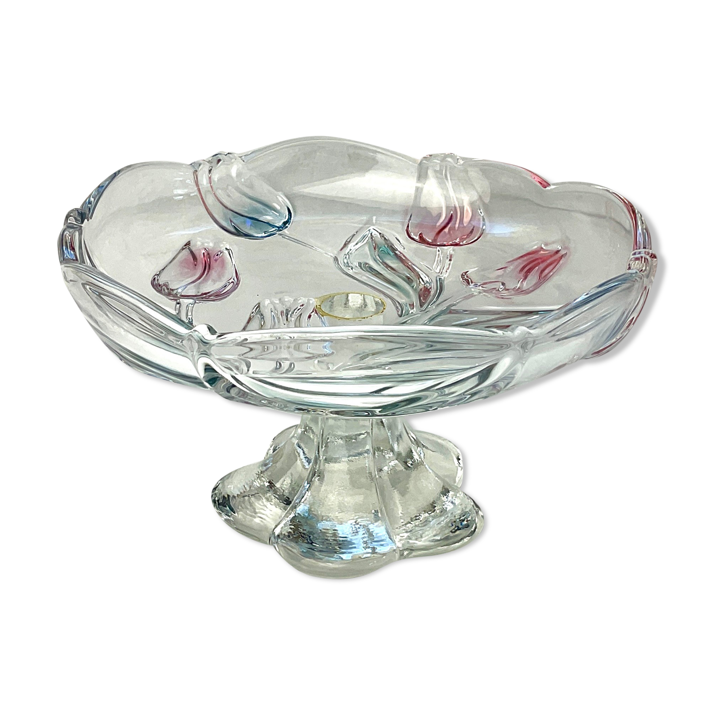 Colored glass dish on foot Walther glass