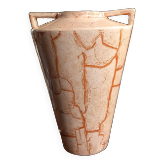 Vase ceramique style art deco- vintage- orangé