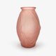 Art Deco vase, pressed moulded glass, pink with geometric decoration.
