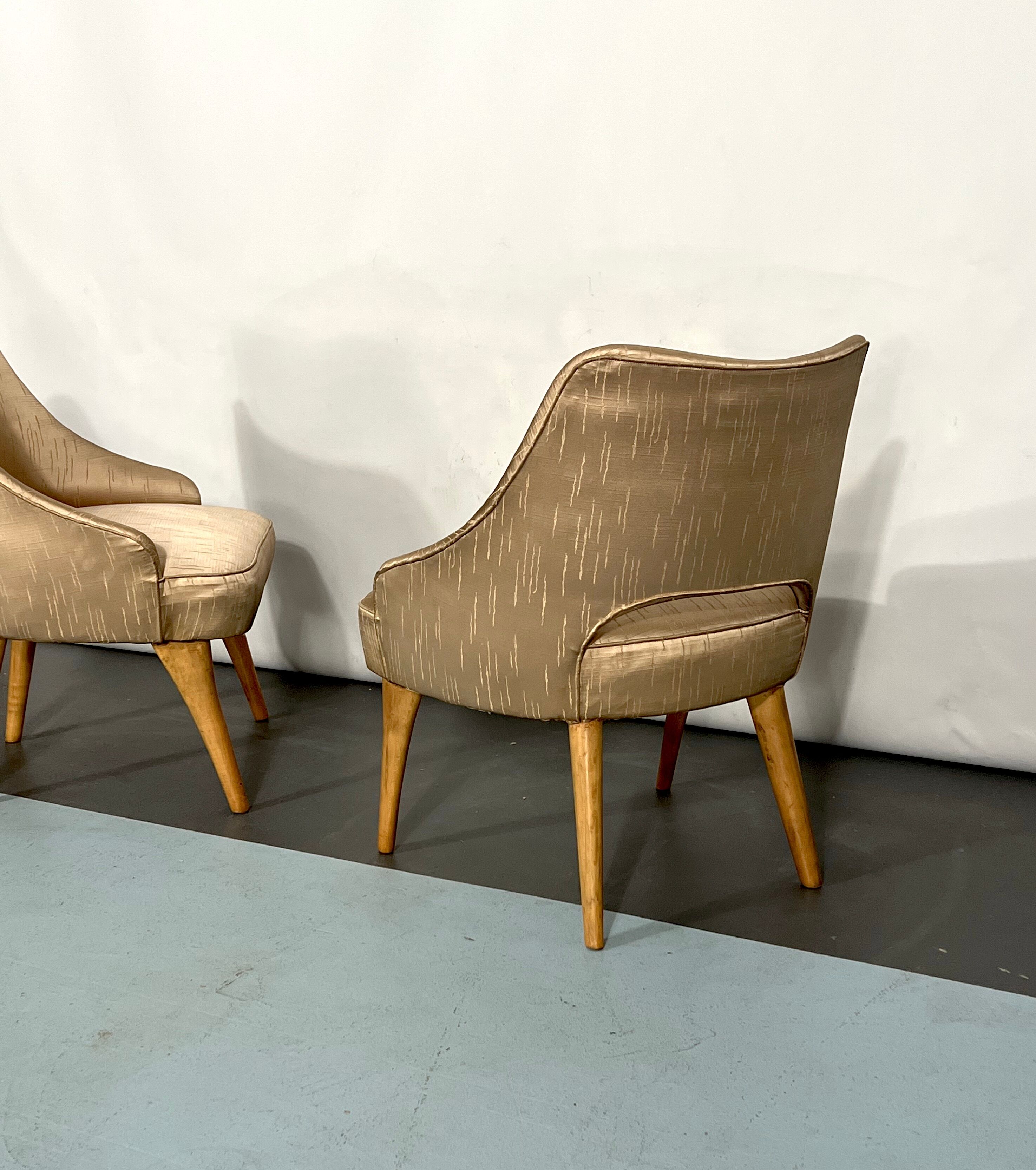 Italian Mid-Century bedroom chairs from 50s. Set of two