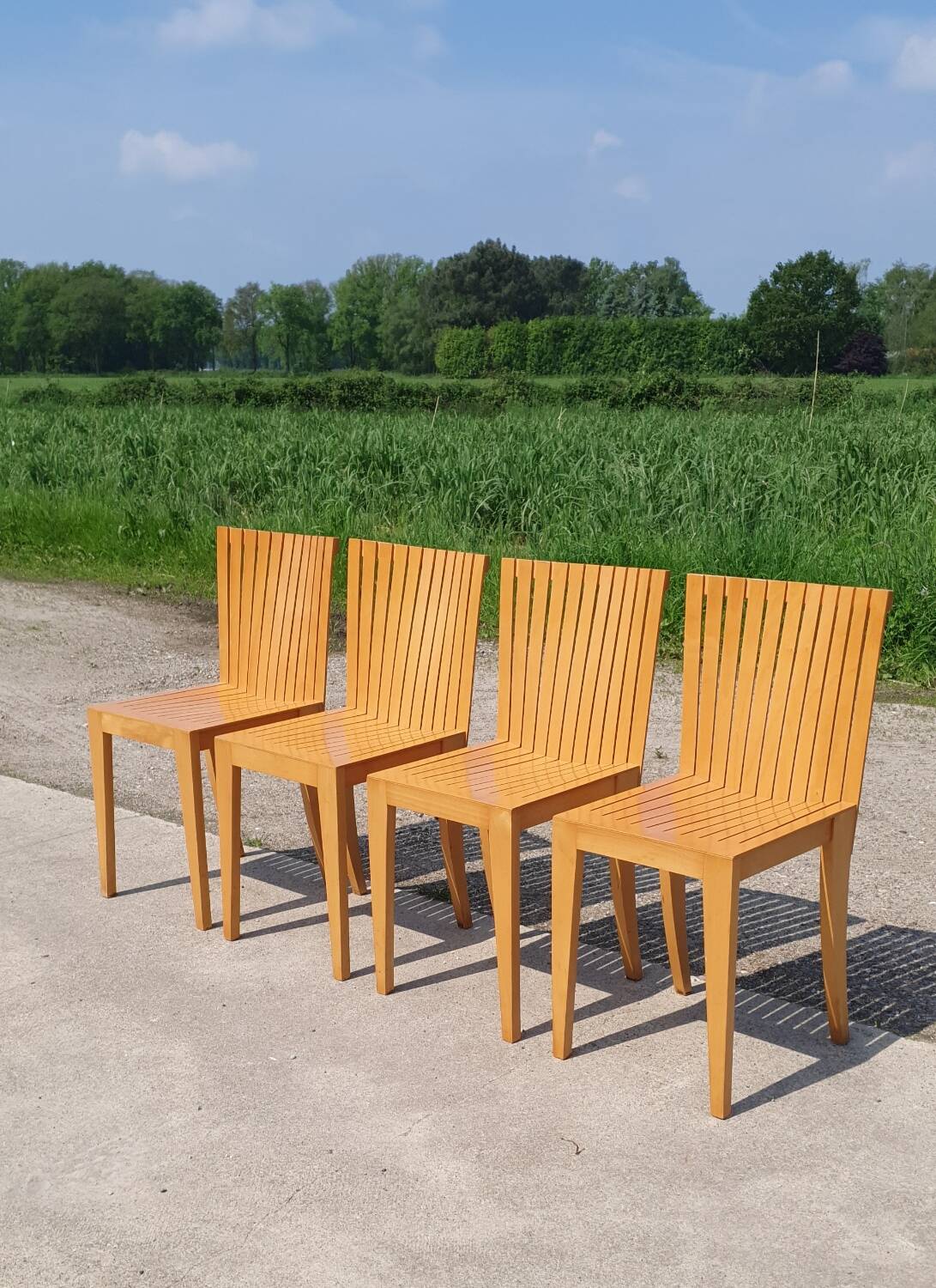 Set 4 - plywood beech dining chair Dutch design postmodern