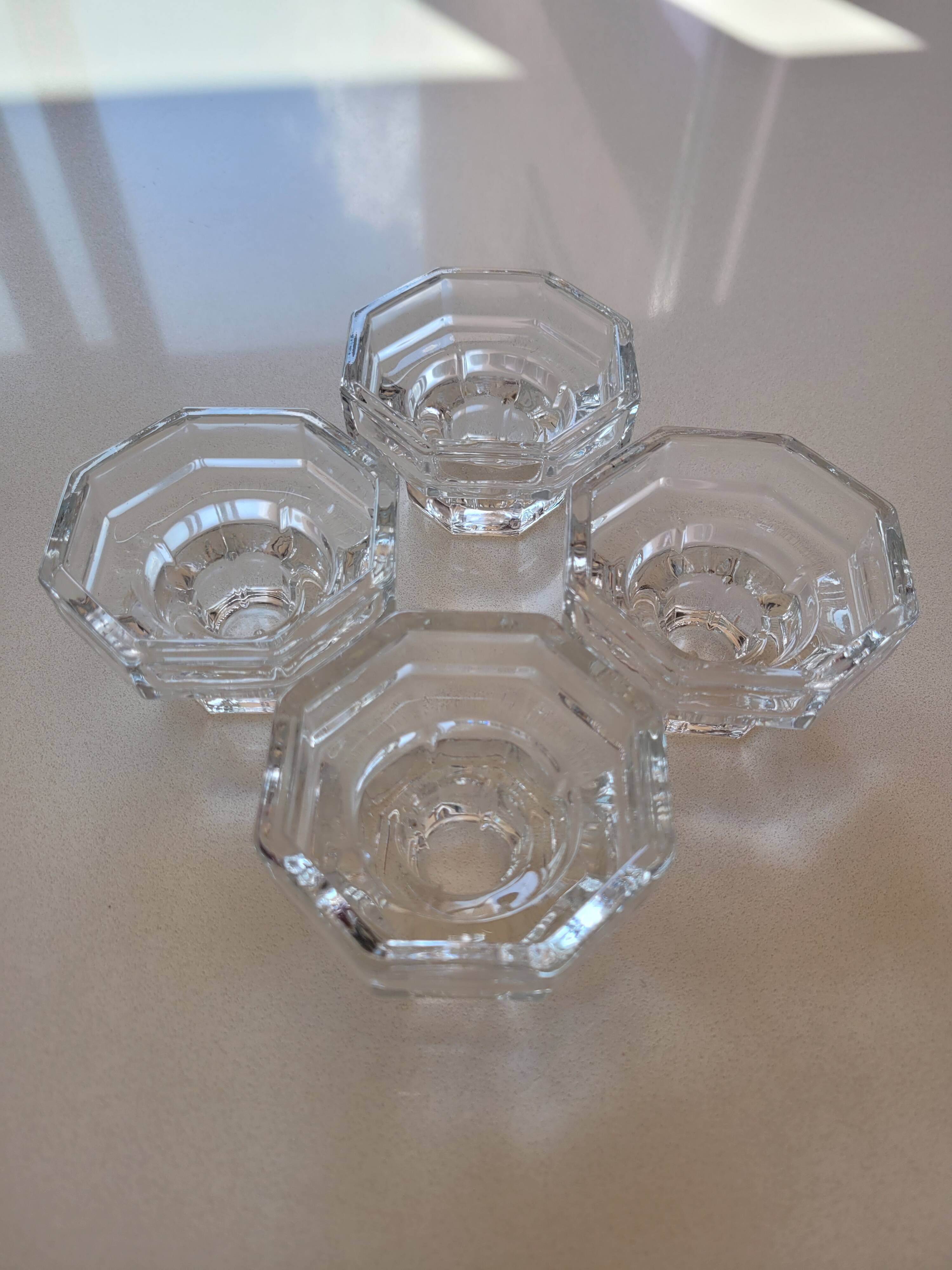 4 thick glass candle holders