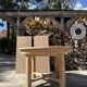 Round solid oak table with extensions, maximum 220cm.