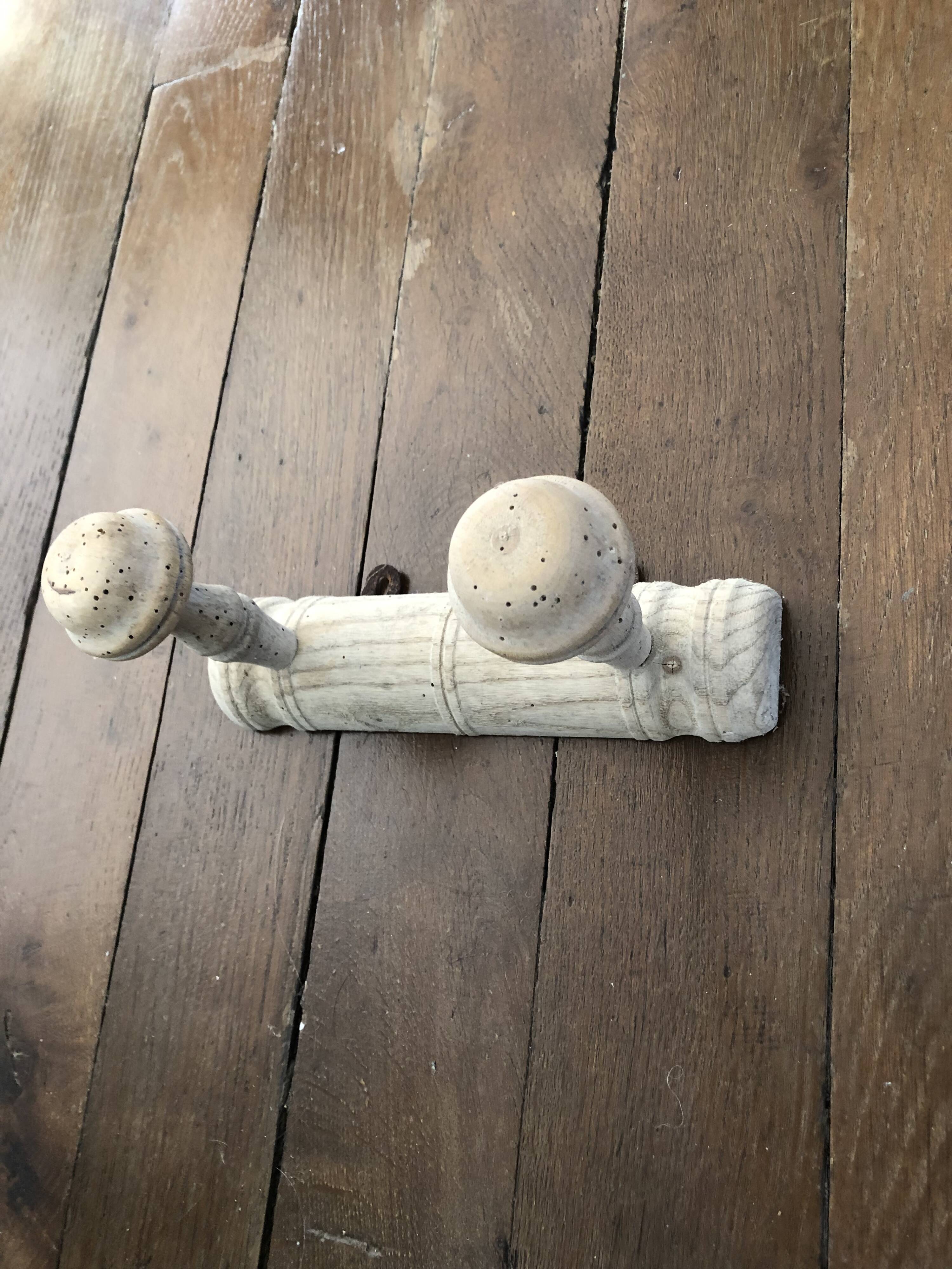 Wall-mounted coat rack, bare wood