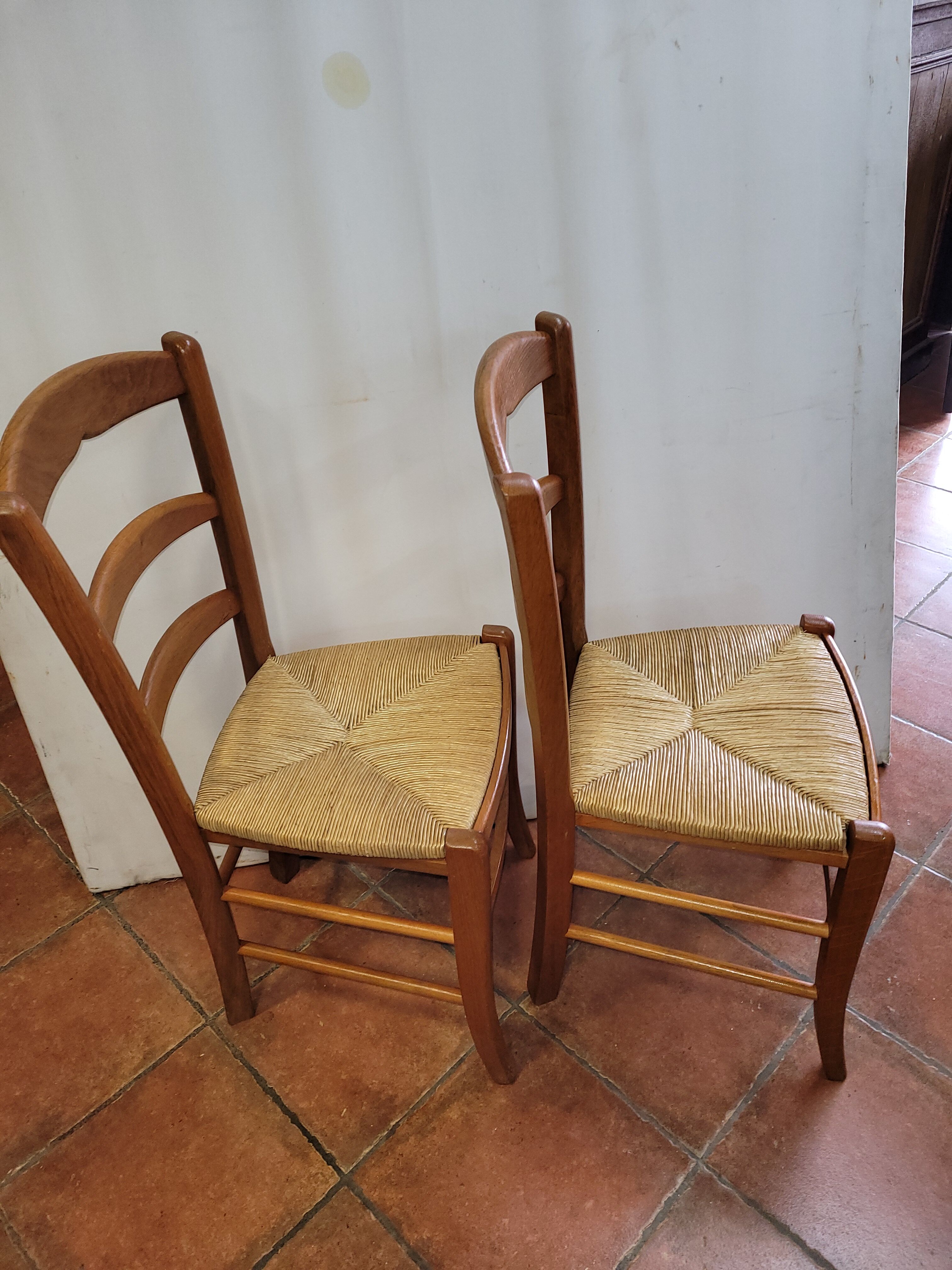 2 oak chairs