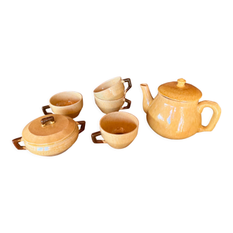 Ochre coffee set signed G. Platon Vallauris