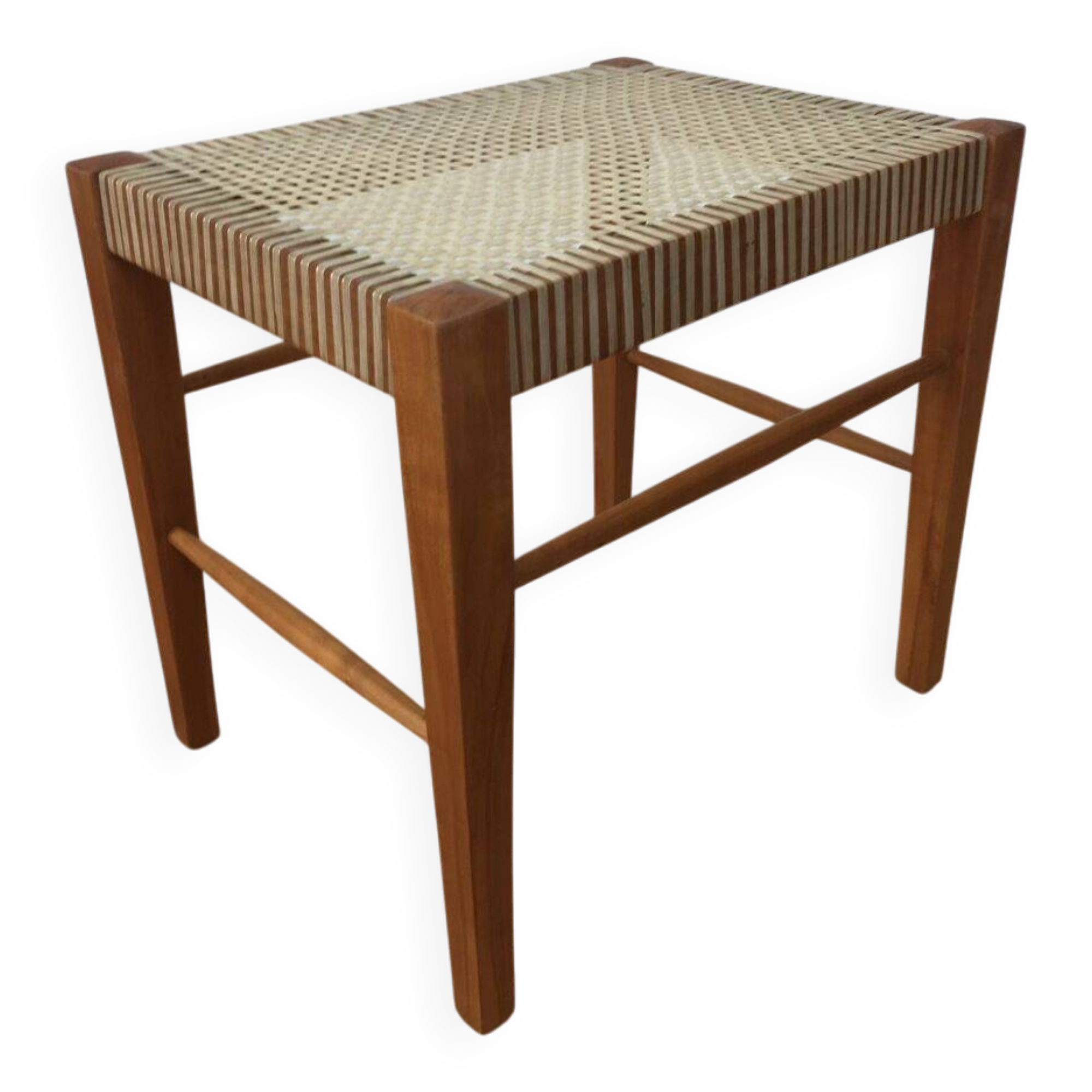 Scandinavian stool from the 1960s with caning and wood.
