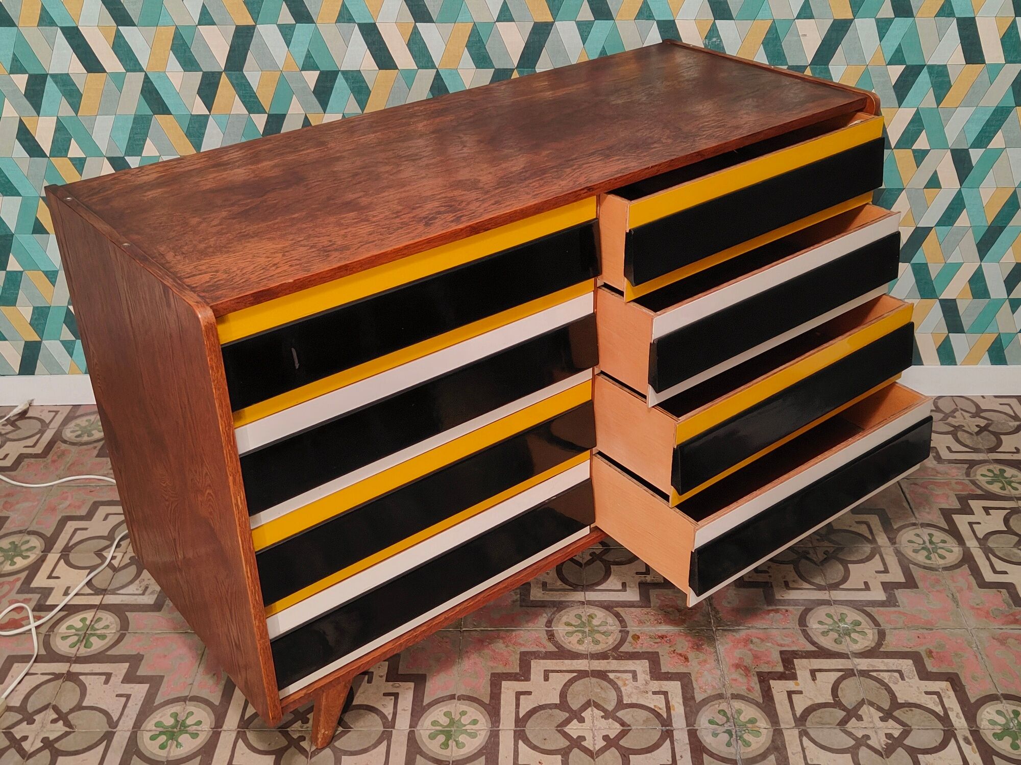 Chest of drawers U 453 Yellow by Jiri Jiroutek for Interier Praha, old edition from 1962