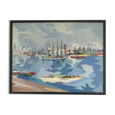 Gouache de Louis-André CABANE.Toulon.