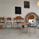 Set of 8 industrial style school chairs, Czechoslovakia 1950
