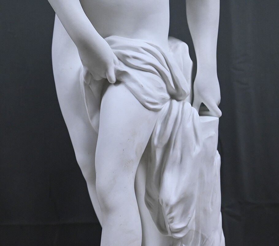 Important biscuit sculpture "The Bather" after Falconet – late 19th century.