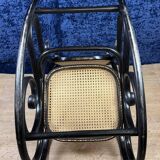 Beautiful rocking chair in the style of Thonet in blackened curved wood