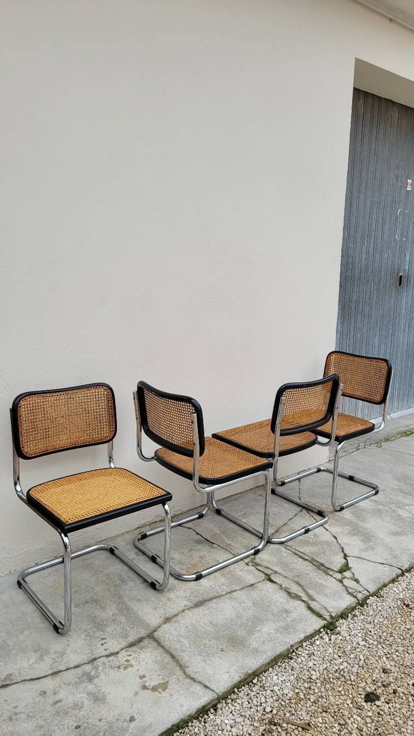 Set of 4 Marcel Breuer cesca black b32 chairs