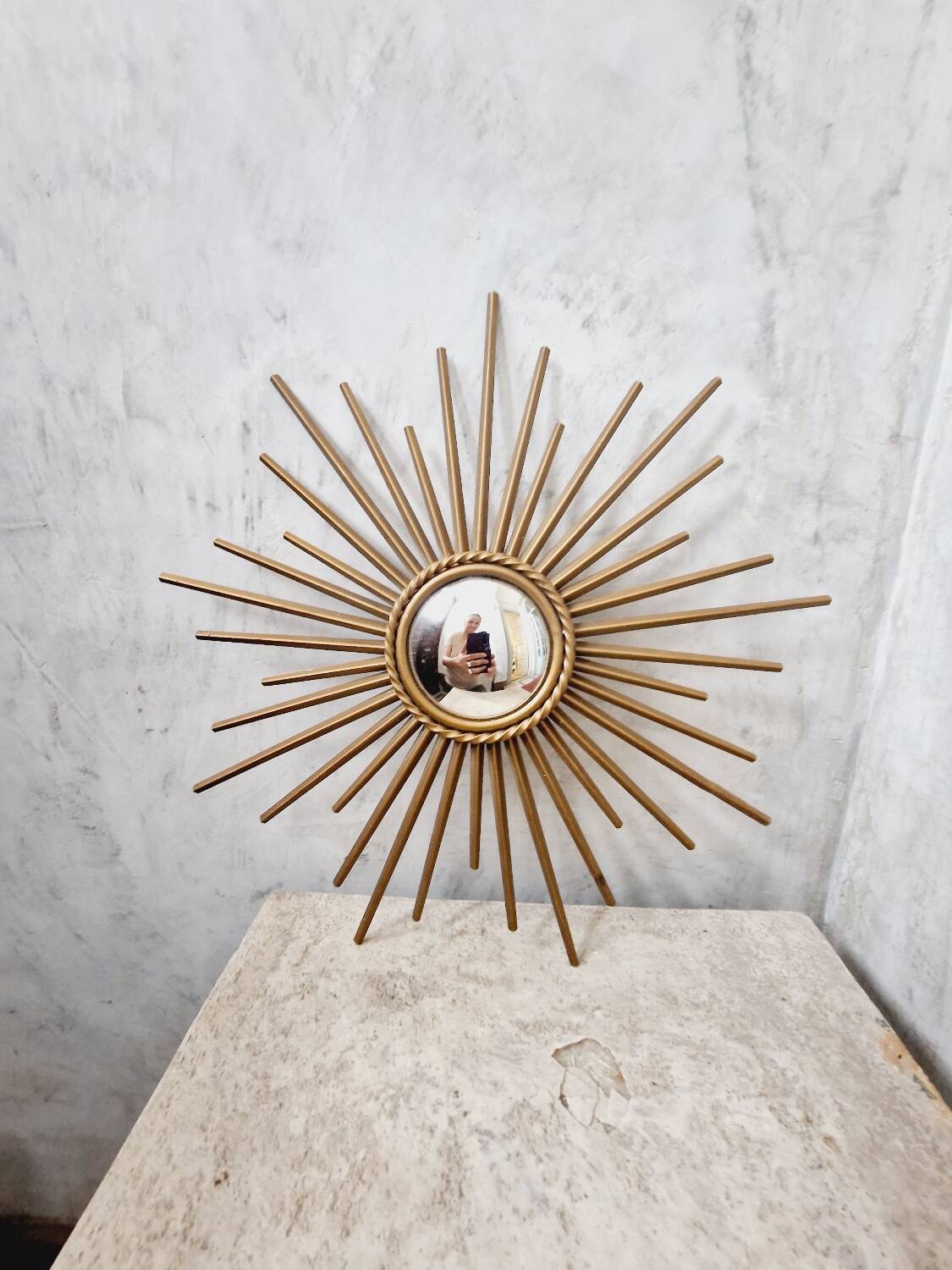 Vintage small and rare sun mirror chaty vallauris