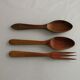 Trio of vintage wooden cutlery