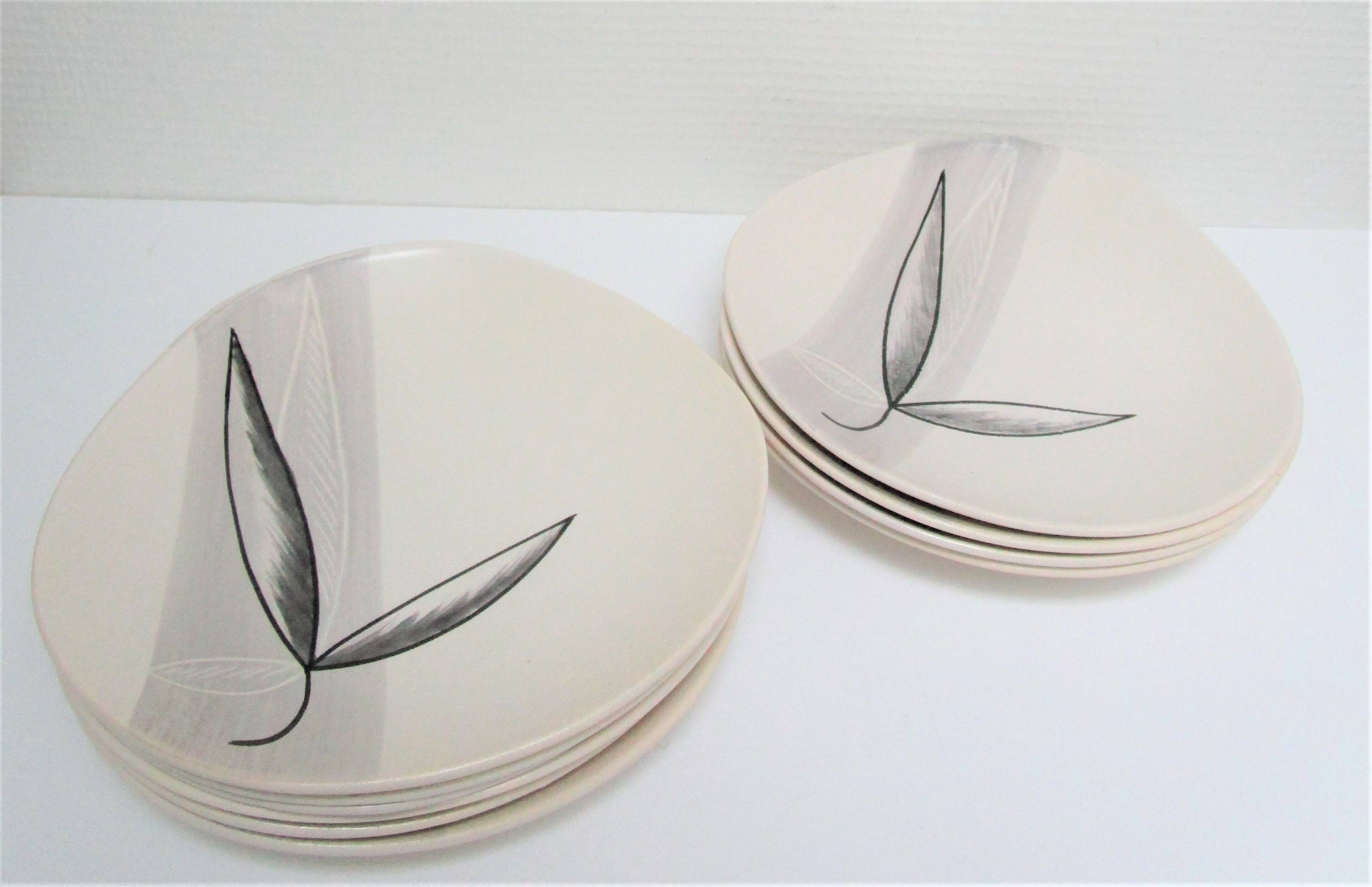 Ten Pornic design plates from the 60s, "Lotus" model