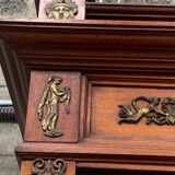 Empitre style three-door wardrobe in mahogany and 20th century veneer