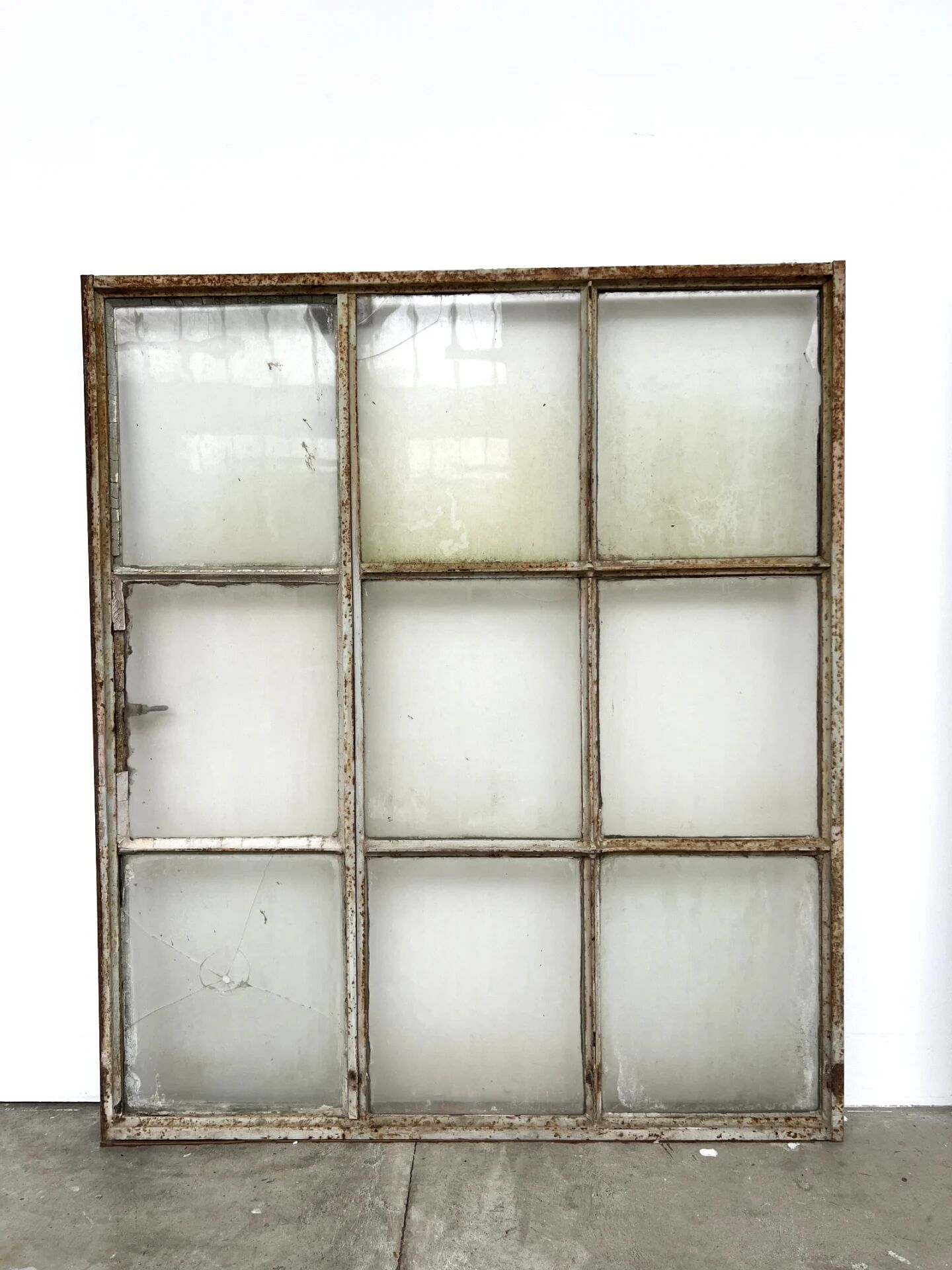 Old steel workshop skylight with opening.