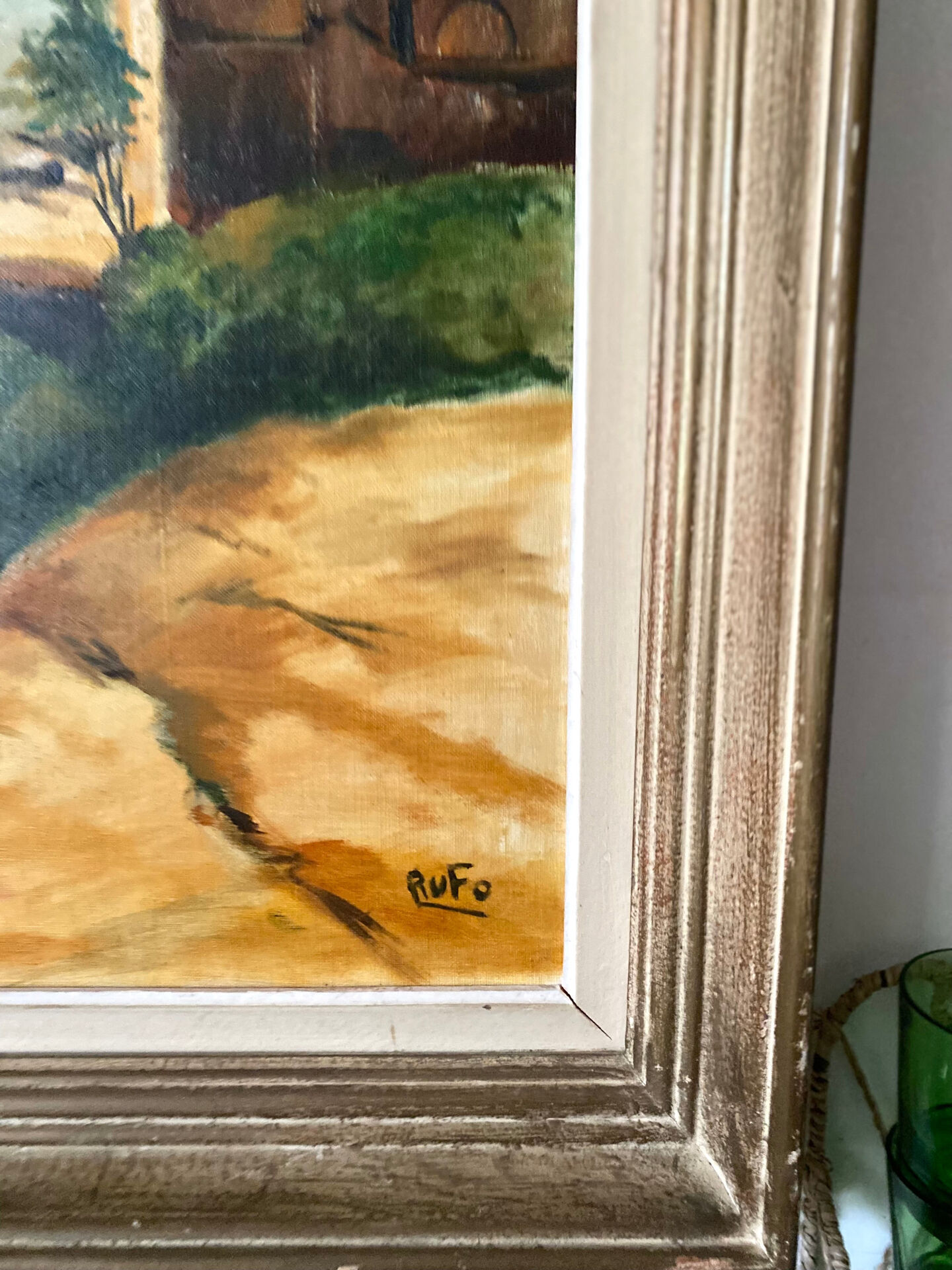 Old oil on canvas, Mediterranean port scene signed Rufo.
